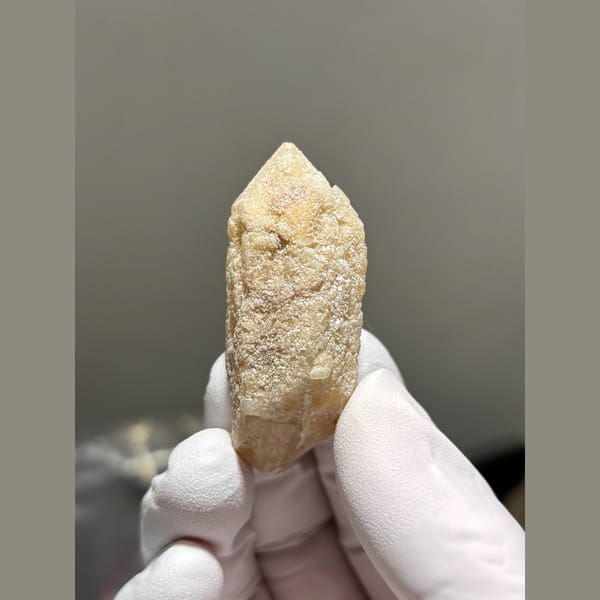 Frosted cream quartz point from Inner Mongolia — complete view