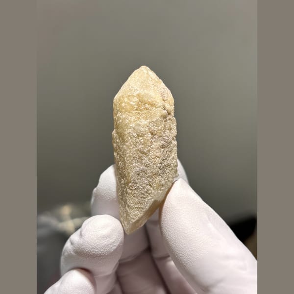 Frosted cream quartz point from Inner Mongolia — alternate view