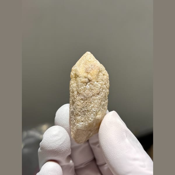 Frosted cream quartz point from Inner Mongolia — alternate view