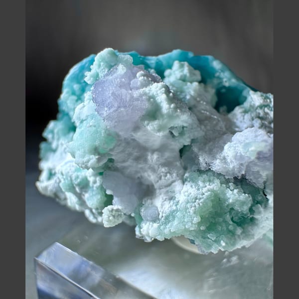 Blue-Green Gibbsite with Creedite 5.0 cm — detail view
