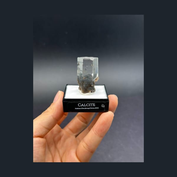 Jinhua Aurora Calcite Crystal with Dark Root — full specimen view 1 of 3