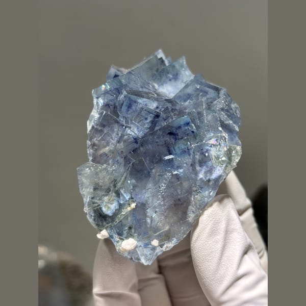 Large glassy blue fluorite cluster from Yaogangxian — complete view