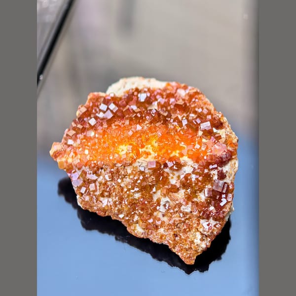 Sparkling Red Vanadinite on Matrix — Morocco - detail view