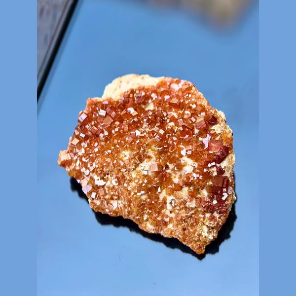 Sparkling Red Vanadinite on Matrix — Morocco - detail view