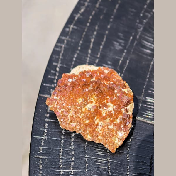 Sparkling Red Vanadinite on Matrix — Morocco - detail view