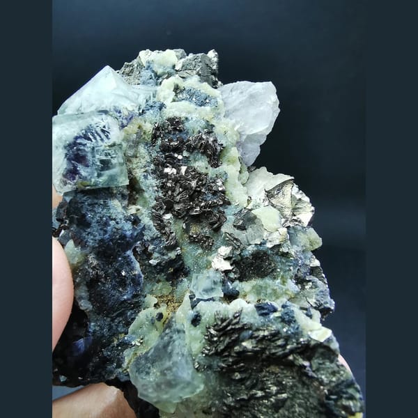 Fluorite with marmatite, pyrrhotite and mica — detail view
