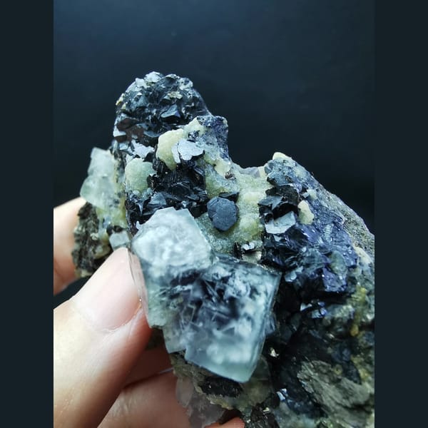 Fluorite with marmatite, pyrrhotite and mica — detail view