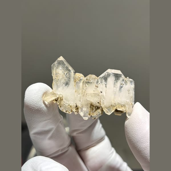 Stitched cluster of clear quartz crystals from Tibet — complete view
