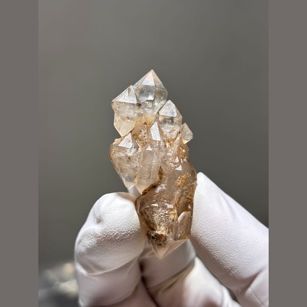Stacked castle quartz with internal rainbows from Namibia — alternate view