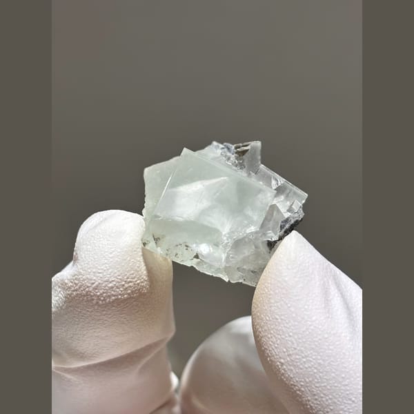 Glassy pale green fluorite cube from Zhejiang — detail view