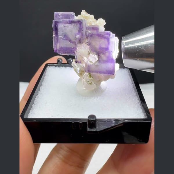 Framed Purple Fluorite with Quartz Yaogangxian 2.5 cm — alternate view