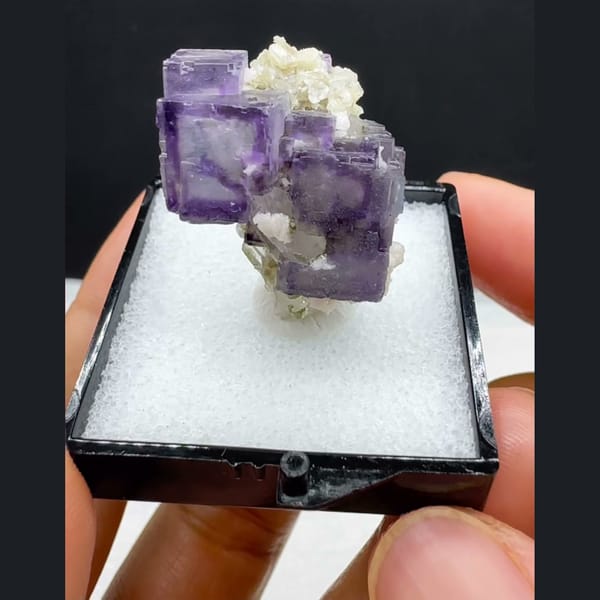 Framed Purple Fluorite with Quartz Yaogangxian 2.5 cm — alternate view