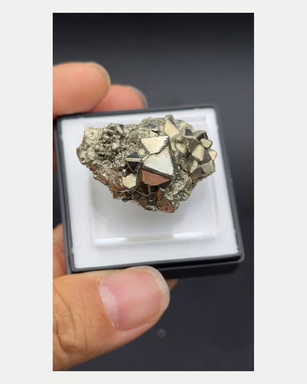 Complete top view of bright metallic pyrite matrix