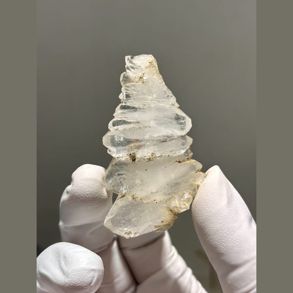 Fan of stitched clear quartz crystals from Tibet — alternate view