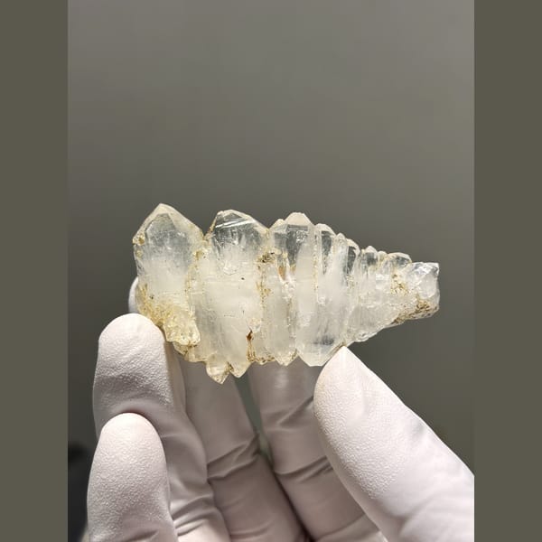 Fan of stitched clear quartz crystals from Tibet — alternate view
