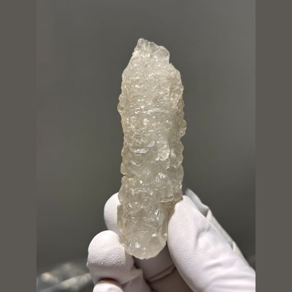 Deeply etched frosty quartz crystal from Madagascar — detail view