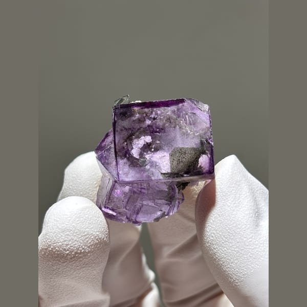 Glassy purple fluorite with dolomite from Yaogangxian — alternate view