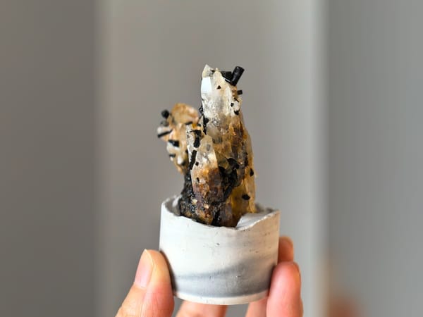 Pakistan Green Tourmaline with Golden Himalayan Quartz 57 g Mineral Specimen — alternate view