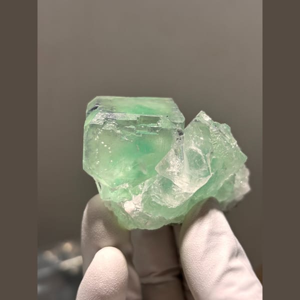 Translucent mint green fluorite cubes from Zhejiang — complete view