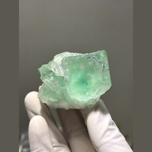 Translucent mint green fluorite cubes from Zhejiang — alternate view