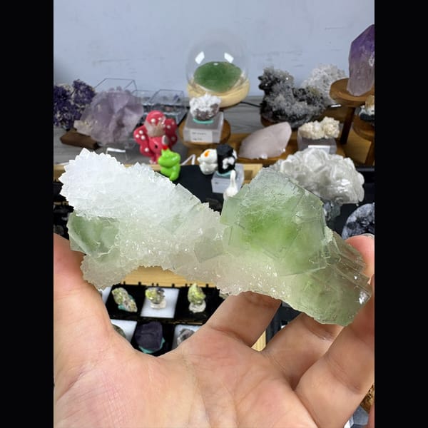 White quartz cluster with green fluorite from Fujian — complete view