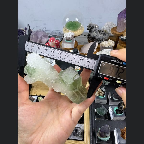 White quartz cluster with green fluorite from Fujian — alternate view