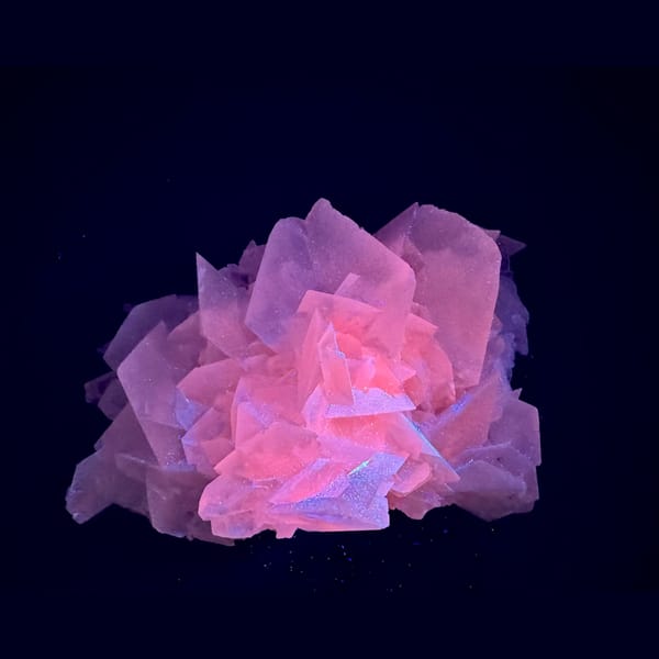 White rose petal calcite from Yaogangxian, Hunan — detail view