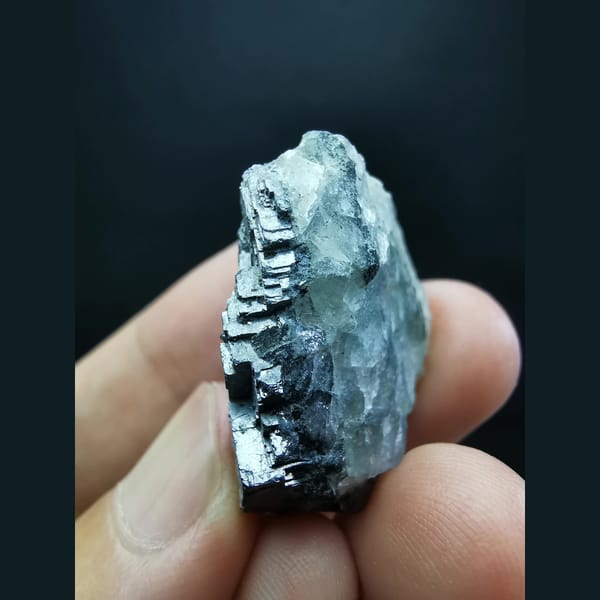 Metallic galena on fluorite — complete view