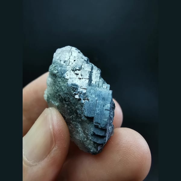 Metallic galena on fluorite — alternate view