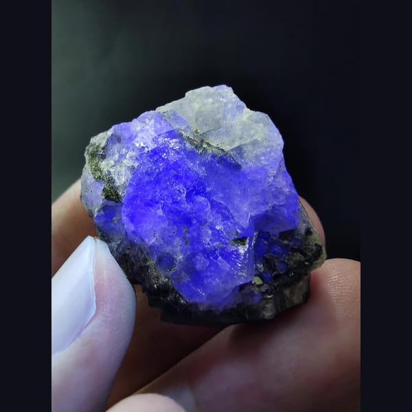 Metallic galena on fluorite — detail view
