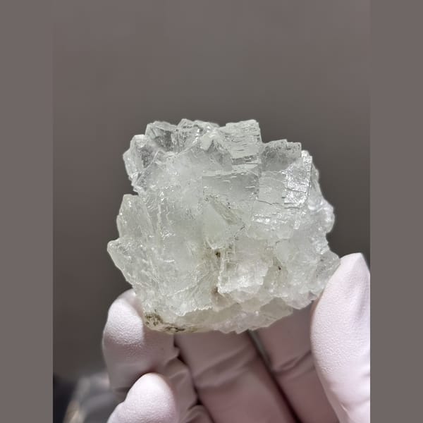 Frosted stepped clear fluorite from Xianghualing — alternate view
