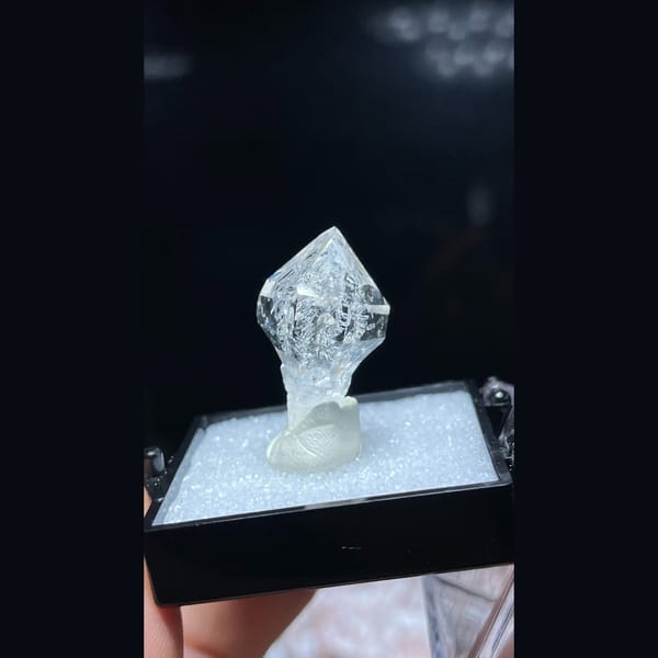 Small clear sceptre quartz crystal from Pakistan — alternate view