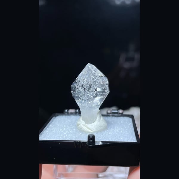Small clear sceptre quartz crystal from Pakistan — alternate view