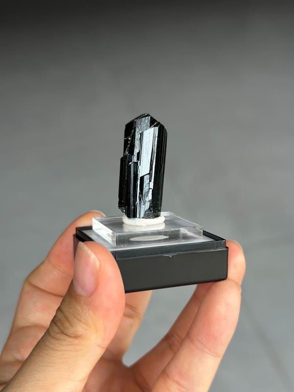 Glossy Black Ilvaite Column from Inner Mongolia — full specimen view 2 of 4
