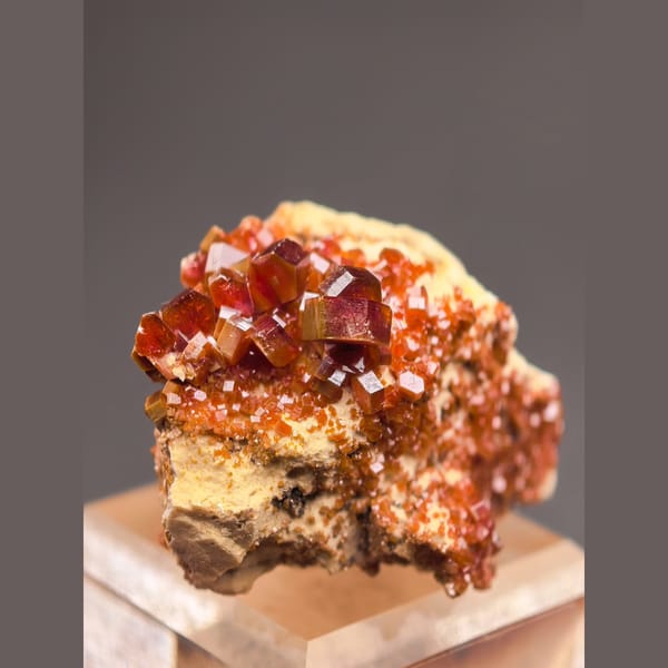 Two-Sided Red Vanadinite on Matrix — Morocco - complete view