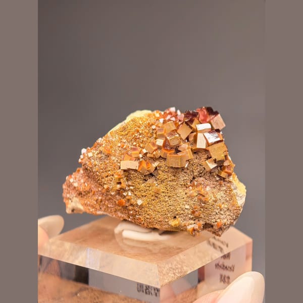 Two-Sided Red Vanadinite on Matrix — Morocco - detail view