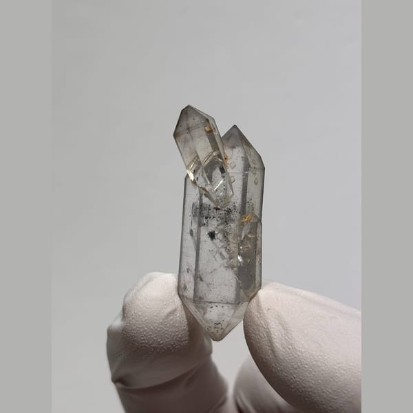 Clear sketch elestial twin quartz from Yunnan — complete view