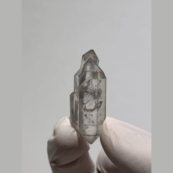 Clear sketch elestial twin quartz from Yunnan — detail view