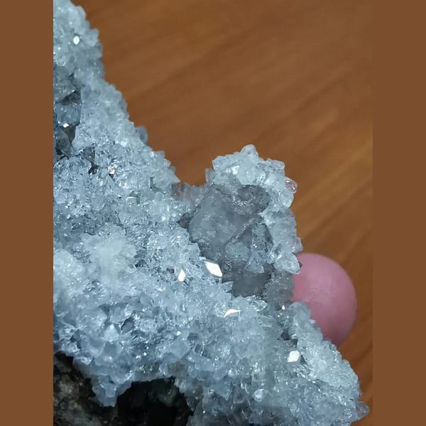 Sparkling apophyllite cluster with quartz — alternate view