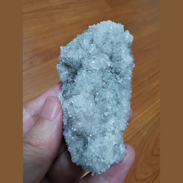 Sparkling apophyllite cluster with quartz — alternate view