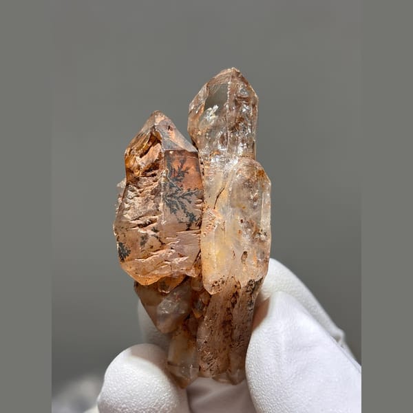 Red clay skeletal quartz from Madagascar — complete view