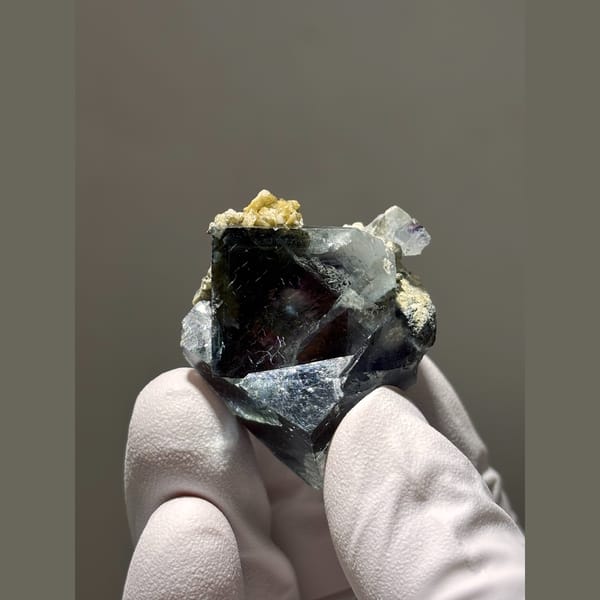 Fluorite with purple heart when lit from Inner Mongolia — alternate view