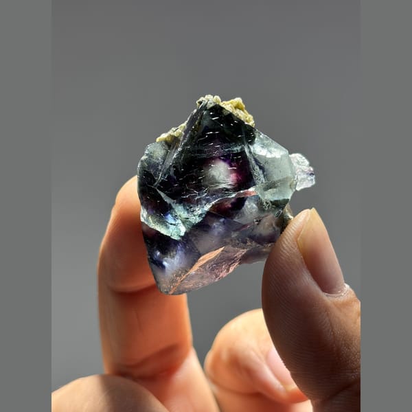 Fluorite with purple heart when lit from Inner Mongolia — detail view