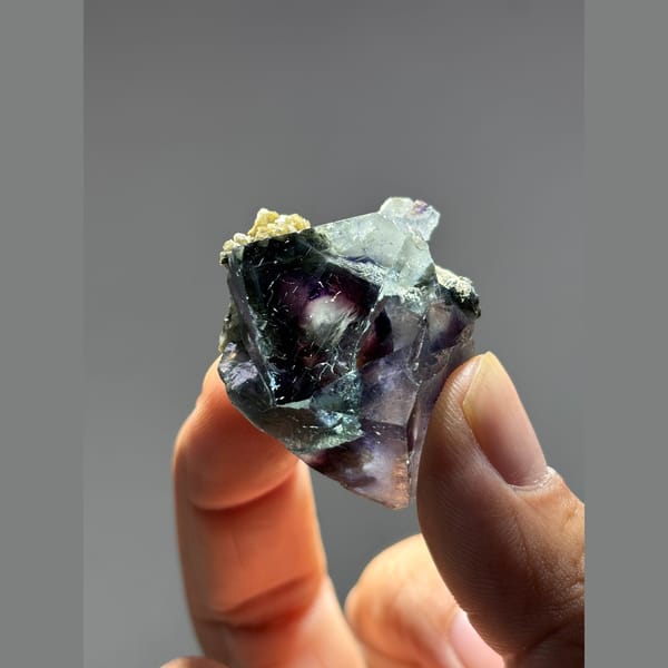 Fluorite with purple heart when lit from Inner Mongolia — detail view