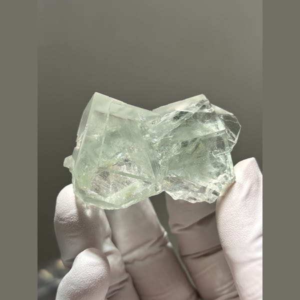 Glassy green fluorite cubes from Zhejiang — detail view