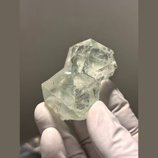 Glassy green fluorite cubes from Zhejiang — detail view