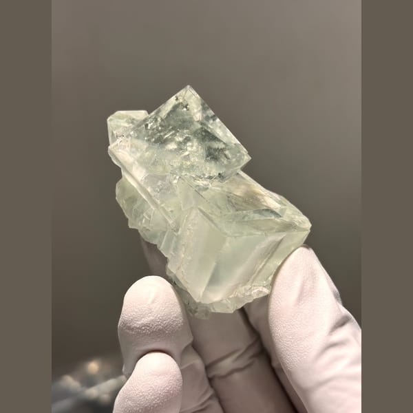 Glassy green fluorite cubes from Zhejiang — detail view