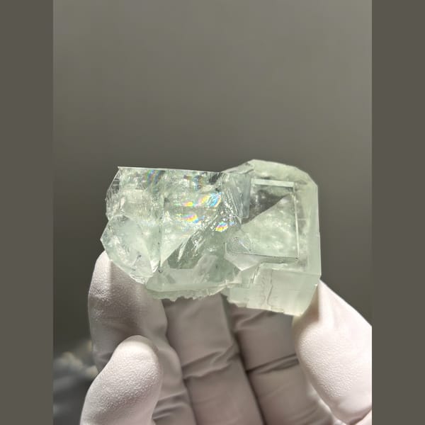 Glassy green fluorite cubes from Zhejiang — detail view