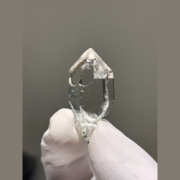 Clear Himalayan quartz point from India — complete view