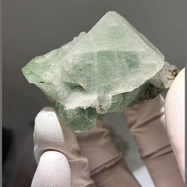 Sugar-textured fluorite cluster — detail view